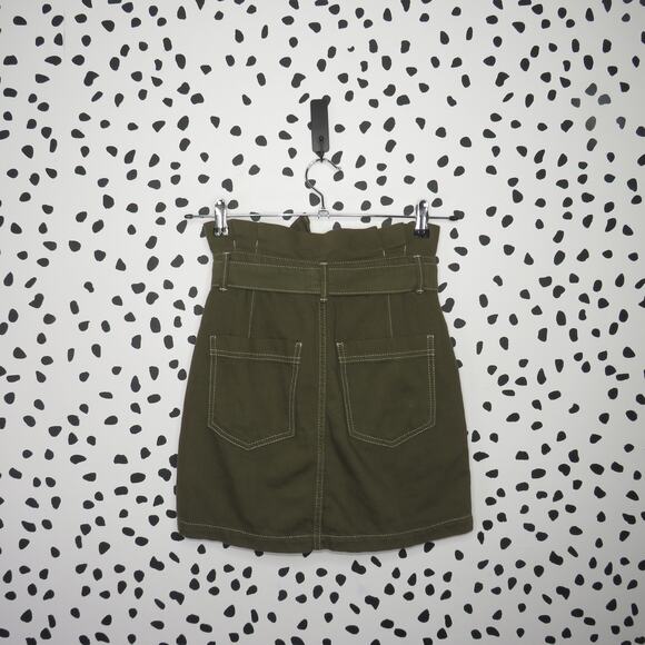 Free People Green Splendor in the Grass Paperbag Waist Utility Mini Skirt - Picture 5 of 9